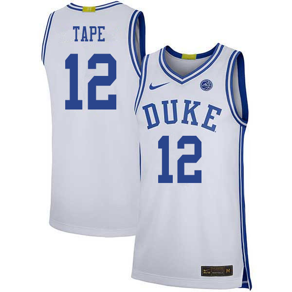 Duke Blue Devils #12 Patrick Tape College Basketball Jerseys Sale-White